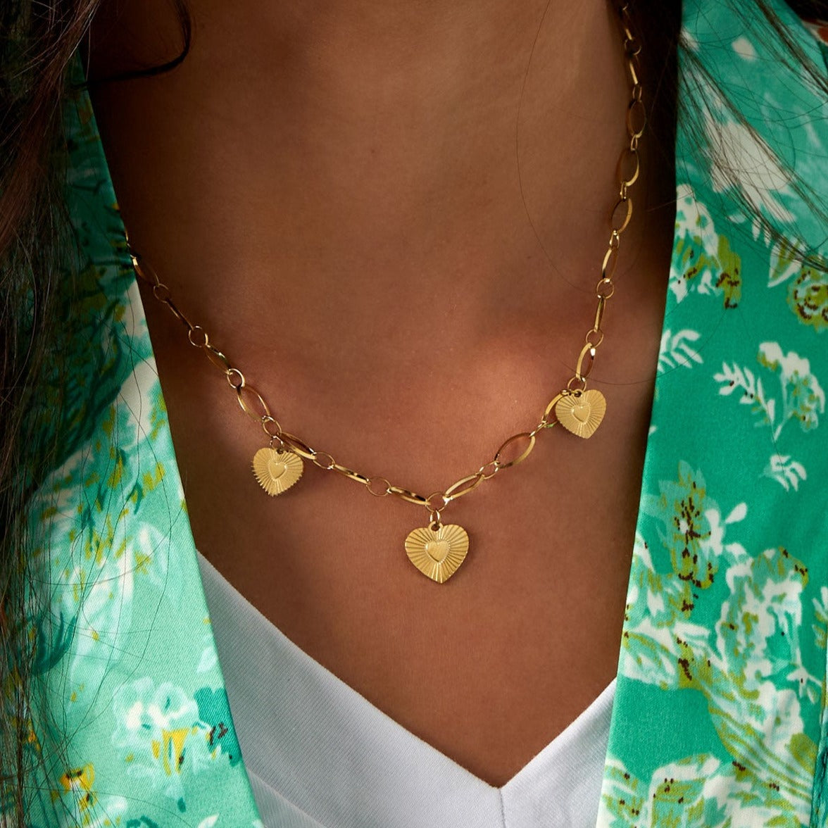 Ketting drie hartjes coins
