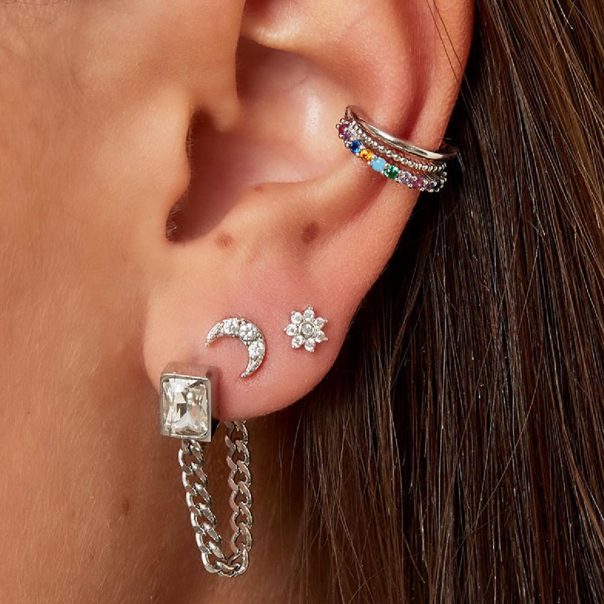 Earcuff met kleurrijke zirkoonstenen