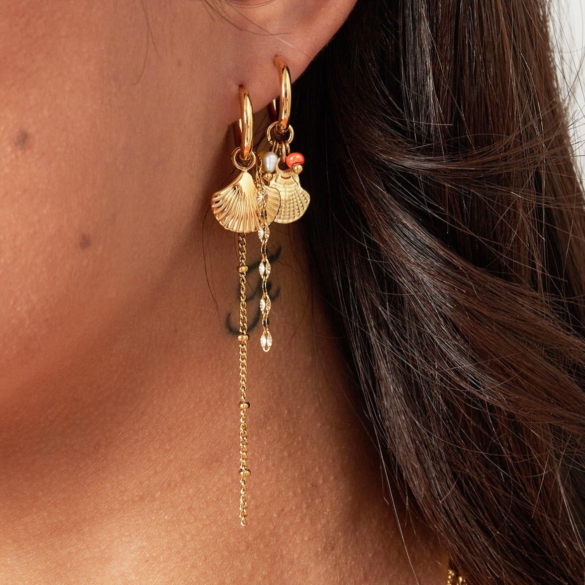 Oorbellen schelp met ketting