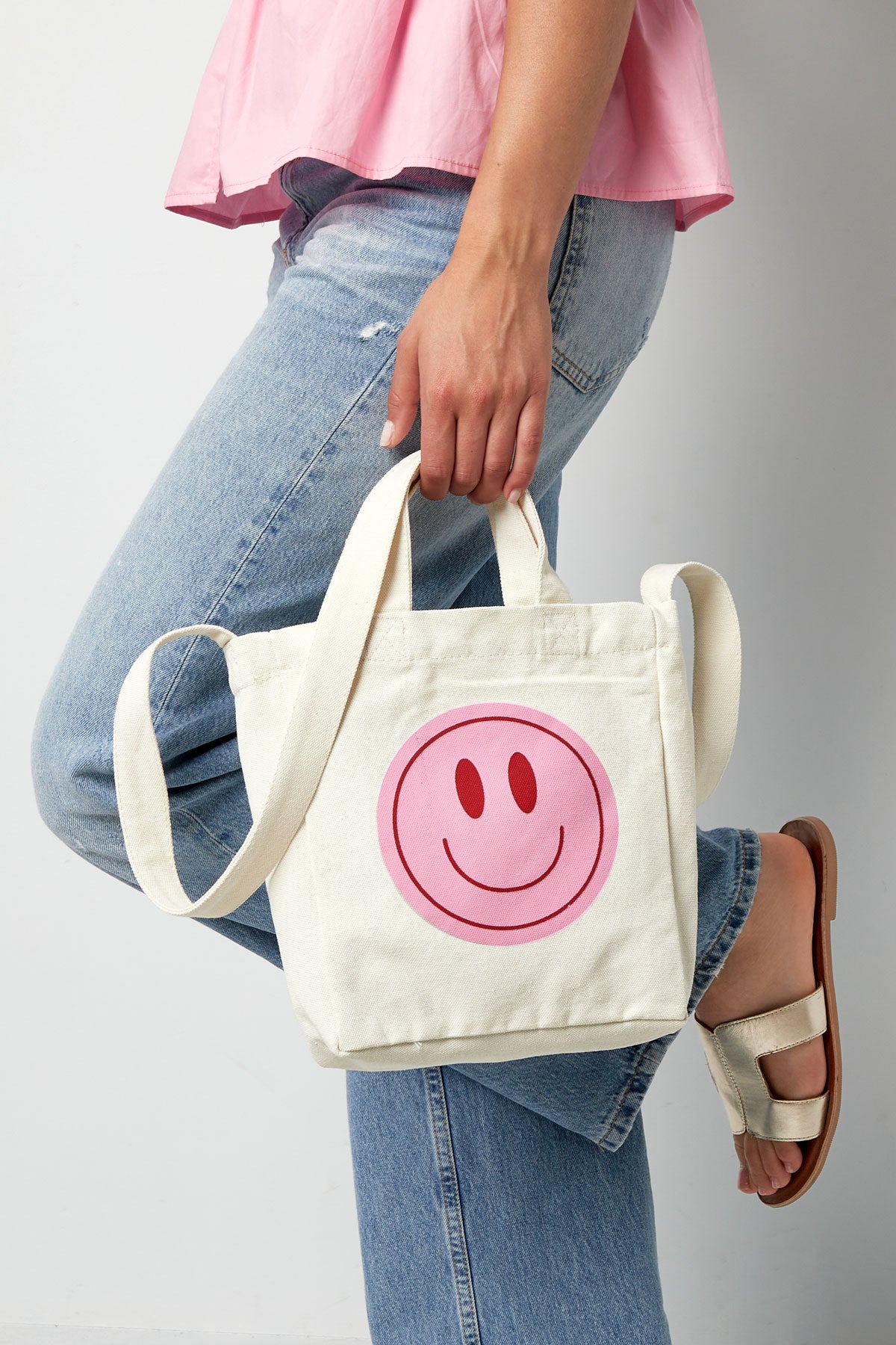 Canvas kleine tas smiley