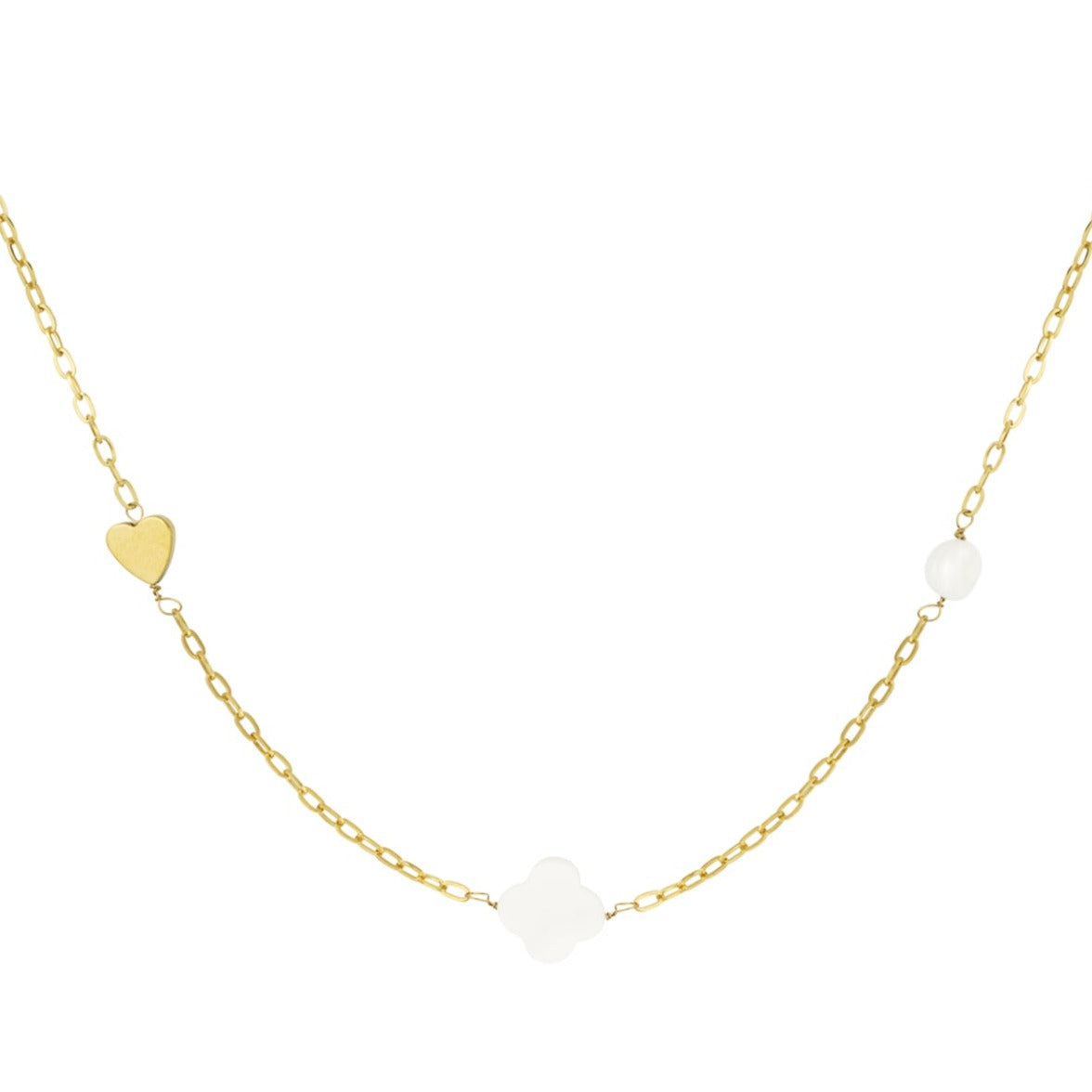 Ketting hart klaver schelp