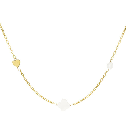 Ketting hart klaver schelp