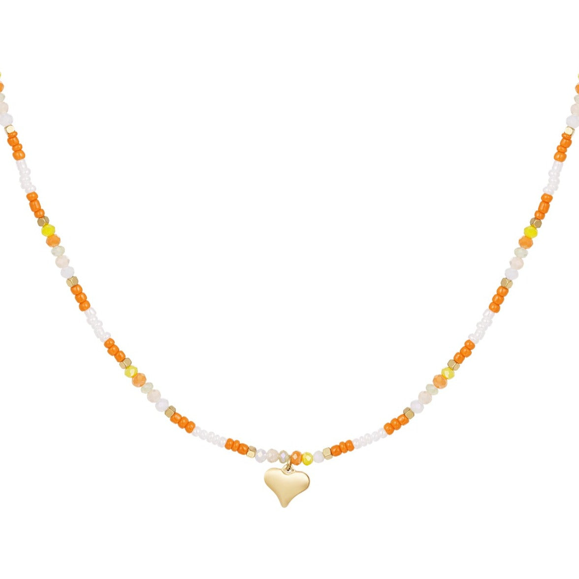 Kleurrijke kralenketting met hart bedel