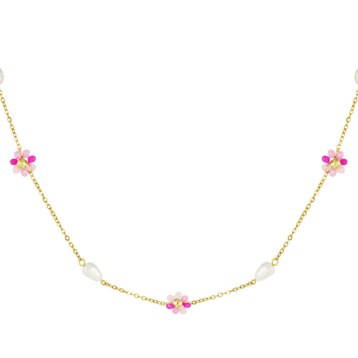 Klassieke bloemen parel ketting