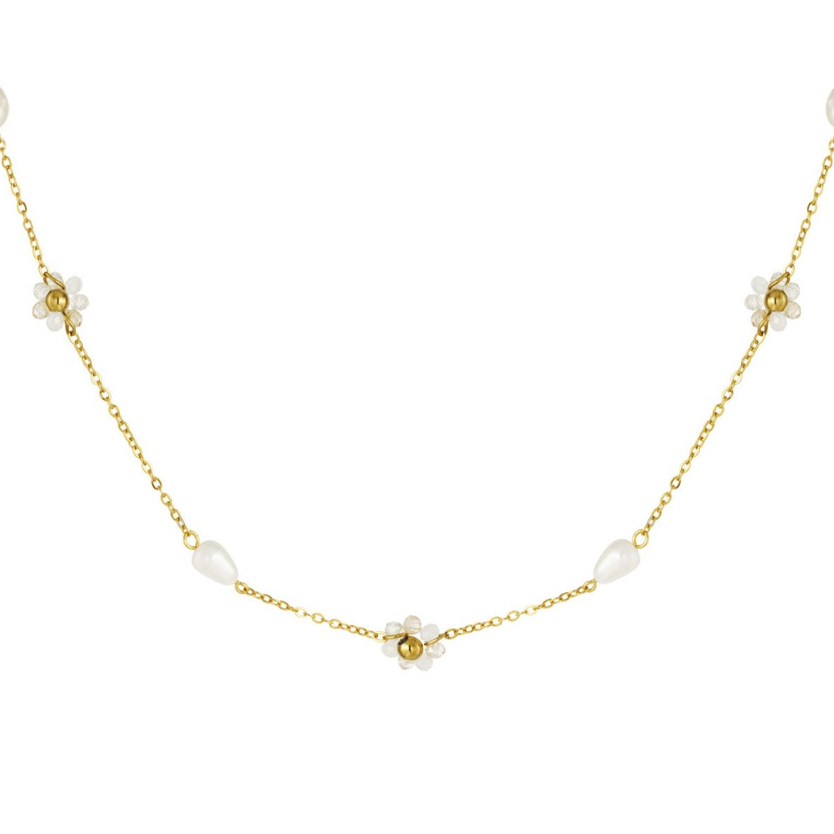 Klassieke bloemen parel ketting