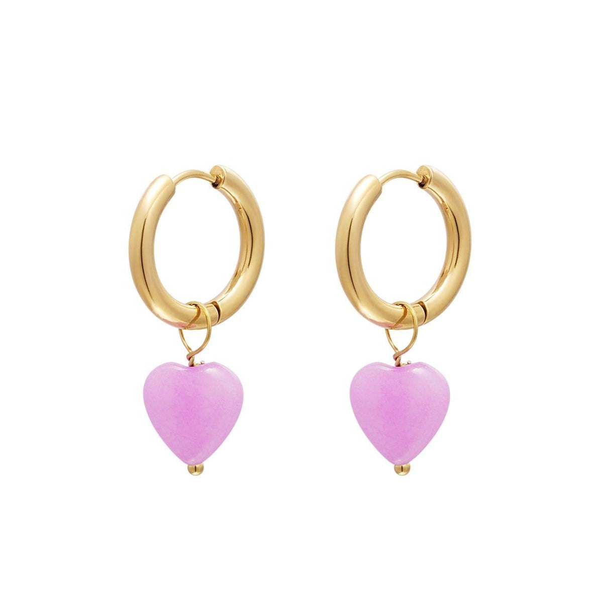 Hart oorbellen pink