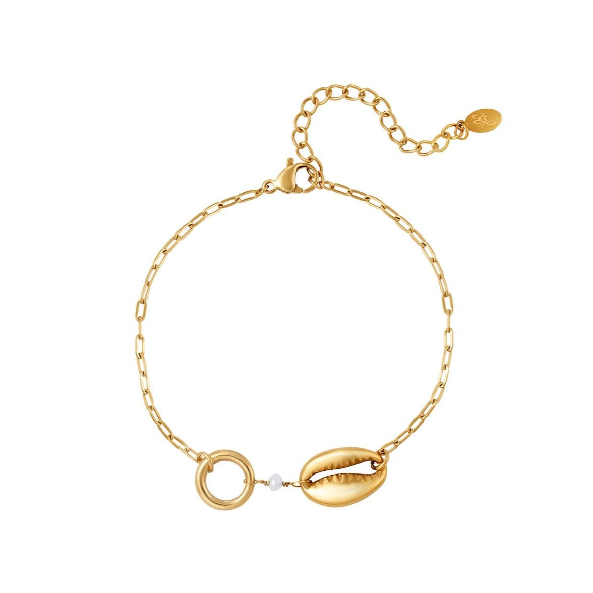 Armband schelp en blauw kraaltje
