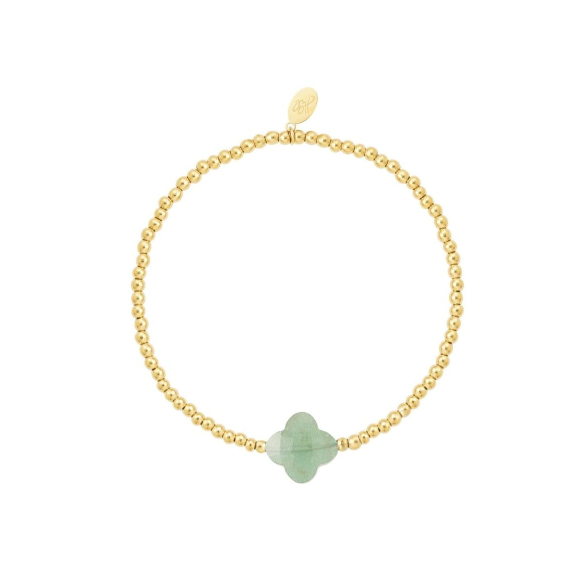Kralen elastiek armband klaver