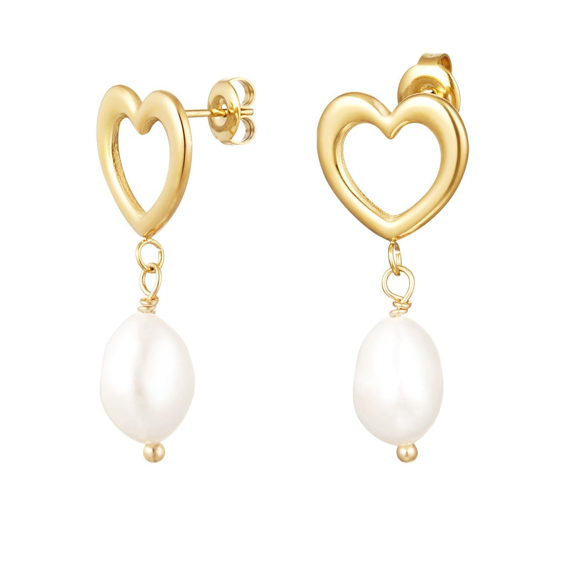 Oorbel hart met parel detail