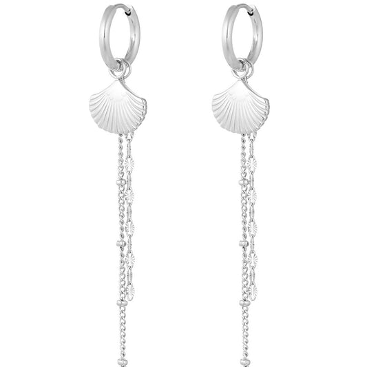 Oorbellen schelp met ketting