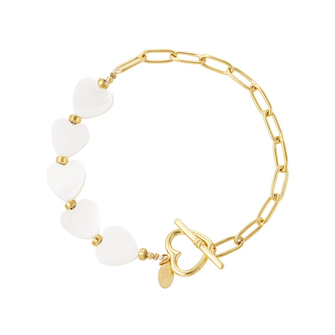 Armband met schelpen hartjes