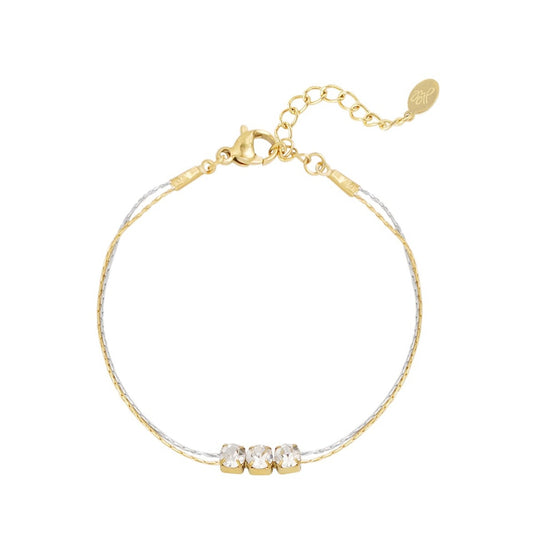 Armband goud & zilver met steen