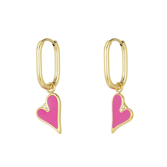 Oorbellen pink heart