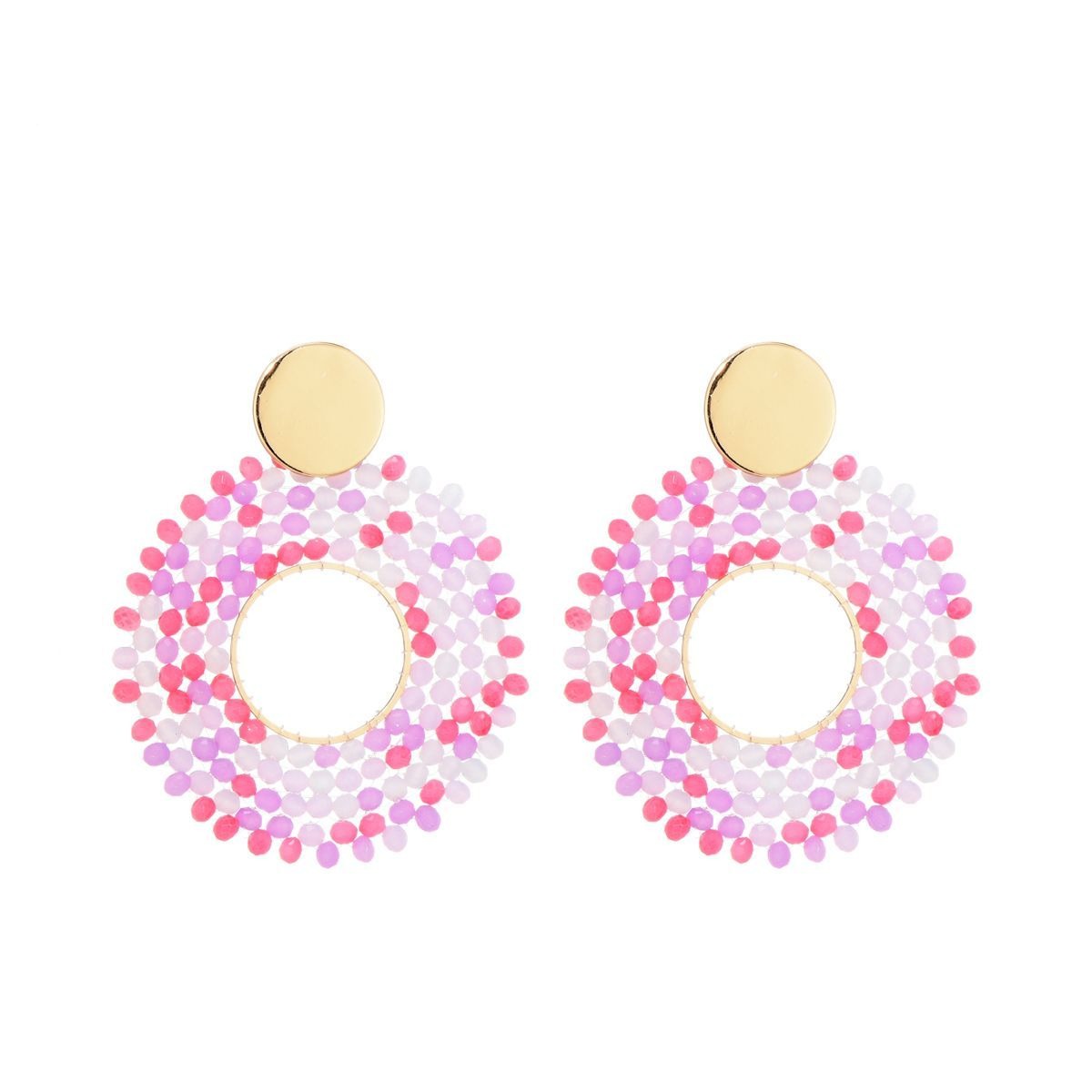 Statement oorbellen multi pink rond