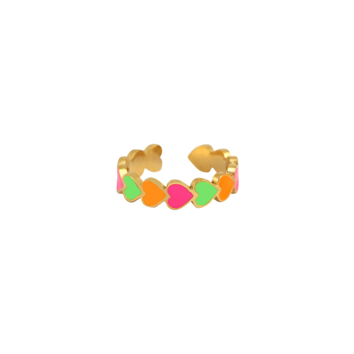 Ring multi kleuren hartjes