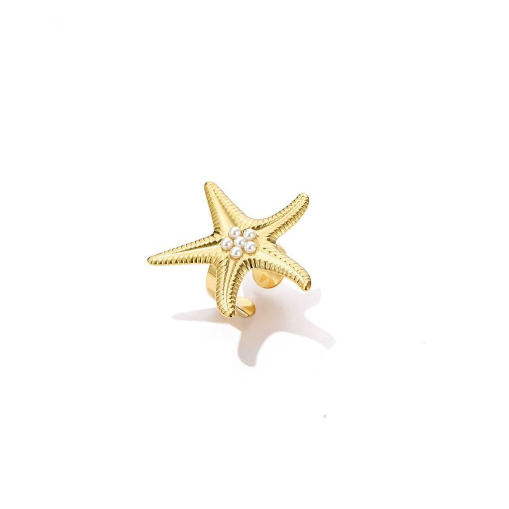 Statement ring zeester parels