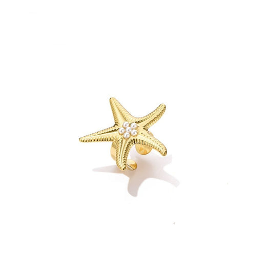 Statement ring zeester parels