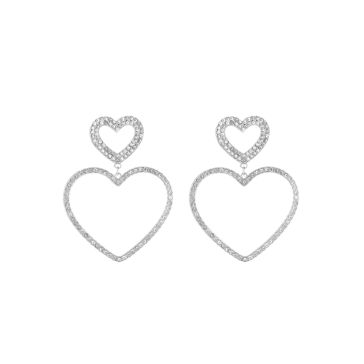 Oorbellen hart glitter