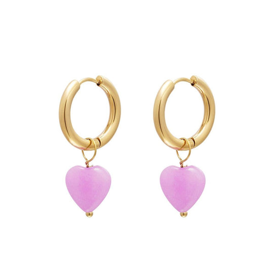 Hart oorbellen pink