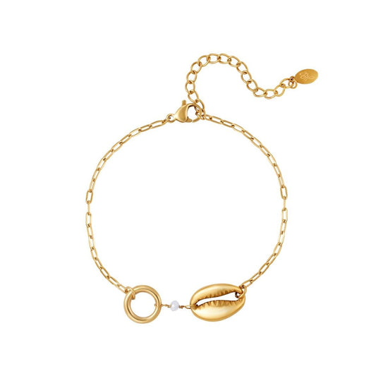 Armband schelp en blauw kraaltje