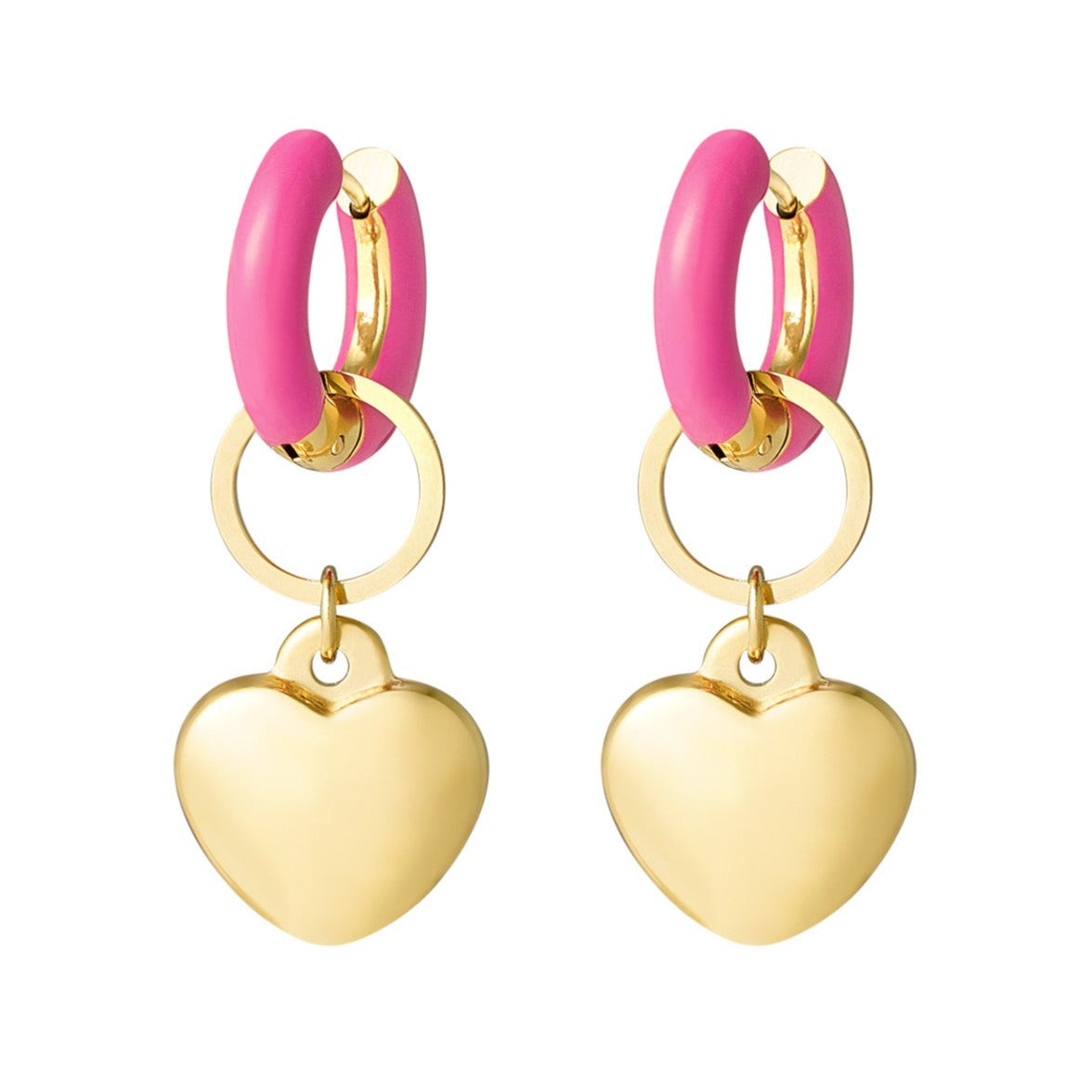 Oorbel gekleurde ring met hart
