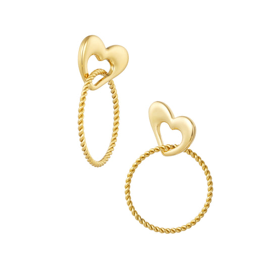 Oorbellen hart met ring