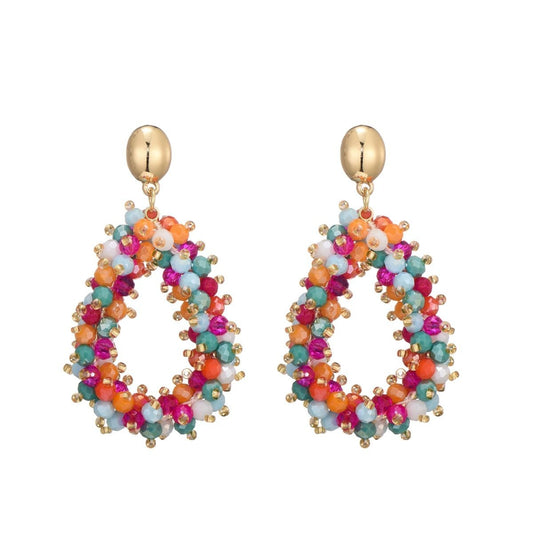 Oorbellen multi colour beads