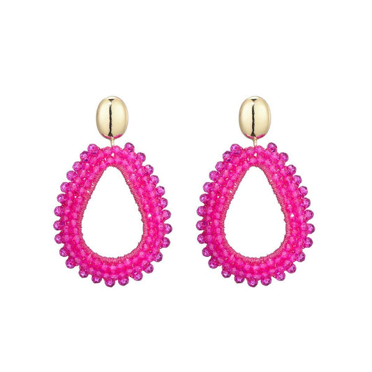 Statement oorbellen pink beads drop