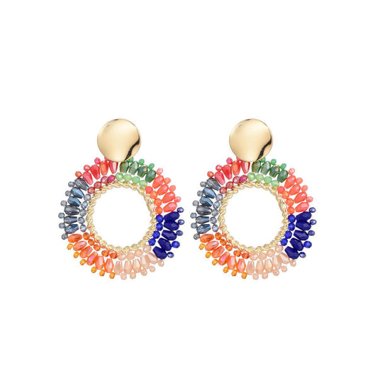 Statement oorbellen multi colour rond